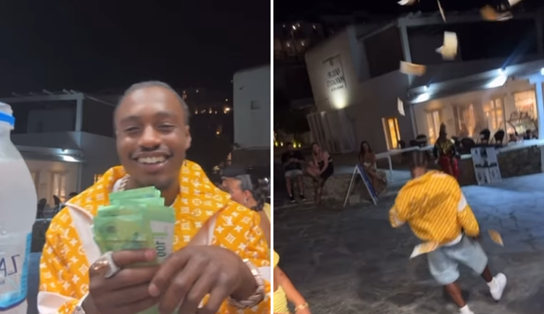 Βίντεο με τον ράπερ Lil Tjay να σκορπάει 20.000 ευρώ στα στενά της Μυκόνου – Ο κόσμος έτρεχε να τα μαζέψει