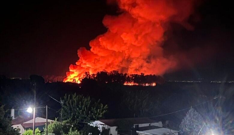 Μεγάλη φωτιά σε εξέλιξη κοντά σε αλσύλλιο στο Μεσολόγγι