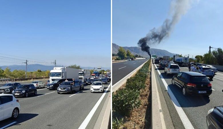 Μποτιλιάρισμα από τη φωτιά σε ανατροπή βυτιοφόρου στην Αθηνών- Κορίνθου – Στο νοσοκομείο ο οδηγός