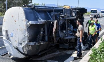 Ανατροπή βυτιοφόρου στην Αθηνών-Κορίνθου: Άνοιξε ο δρόμος προς Πελοπόννησο