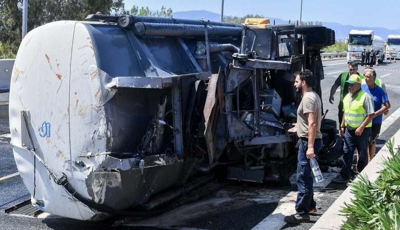 Ανατροπή βυτιοφόρου στην Αθηνών-Κορίνθου: Άνοιξε ο δρόμος προς Πελοπόννησο