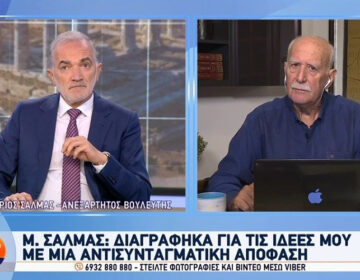 Σαλμάς: Οι πολίτες είπαν ότι θέλω να εκφράζω τις ιδέες τους – Διαγράφηκα με μια αντισυνταγματική απόφαση