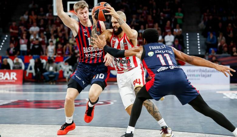 Euroleague: «Ατσάλινος» ο Ολυμπιακός νίκησε μέσα στην Ισπανία την Μπασκόνια στην παράταση