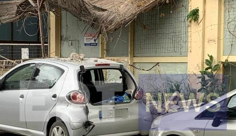 Κατέρρευσε τμήμα ταράτσας στις Μεσαμπελιές Ηρακλείου και από τύχη δεν υπήρξαν θύματα