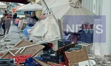 Από… θαύμα δεν χτύπησε κάποιος από την πτώση μπαλκονιού σε πάγκο λαϊκής στο Ηράκλειο