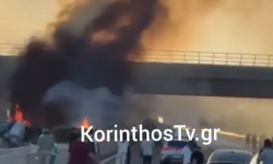 Ανατροπή φορτηγού στην εθνική οδό Αθηνών- Κορίνθου έφερε μποτιλιάρισμα