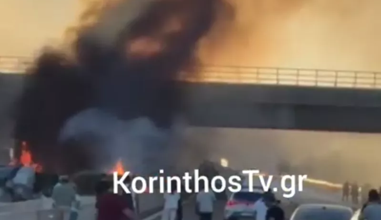 Ανατροπή φορτηγού στην εθνική οδό Αθηνών- Κορίνθου έφερε μποτιλιάρισμα