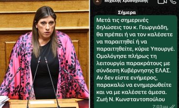 Η Κωνσταντοπούλου ανήρτησε SMS προς τον Χρυσοχοΐδη: Αναφορά σε παρακράτος, γιατί αστυνομικός ενημέρωσε τον Γεωργιάδη για τη μήνυση