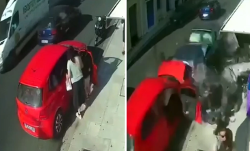 «Κόλλησε το γκάζι», λέει ο 75χρονος που το αμάξι του έπεσε πάνω στο όχημα της γυναίκας η οποία πρόλαβε να σωθεί με το μωρό της