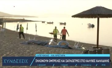 Ξήλωσαν πακτωμένες ξαπλώστρες και ομπρέλες στις Καλύβες Χαλκιδικής